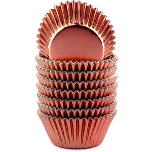 Foil Cupcake Liners Baking Cups Paper Standard Rose Gold, 200 Pack