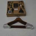 Wooden Hangers 10 Pack,Heavy Duty Wood Coat Hangers,with 360-degree HookSmooth Finish Wooden Clothes Hangers with Non Slip Pants Bar, Sturdy Clothes Hangers for Shirts,SuitWalnut (Walunt)