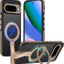 TIANNIUKE for Google Pixel 10 Pro Case/Pixel 10 Case 360Rotatable Magnetic Ring Holder Stand with Silicone Strap, Fit for MagSafe Mil-Grade Shockproof Translucent Matte Phone Cases (Desert Gold)