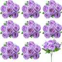 8 Pack Purple Peonies Artificial Flowers, Fake Silk Hydrangea Bouquet for Bridal Wedding Home Table Decor Reusable Dining Opening Ceremony Birthday Arrangement Faux Floral