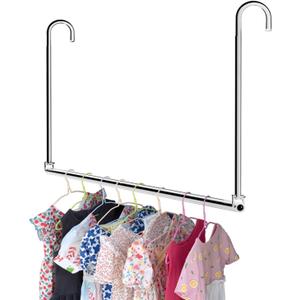 Closet Hanging Rod, Adjustable Width and Height Space-Saving Clothes Hanging Bar, 1 Pack Chrome