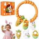 Easter Baby Teething Ring Toys for Baby, Silicone Teether with Textured Carrot, Bunny and Egg, BPA-Free, Safe and Soft for Chewing, Teething Toys for Easter Basket Stuffers&Easter Gifts, 0-12 Month