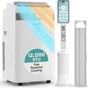 SereneLife Portable AC Unit and Heater, Adjustable Temperature with 12,000 BTU Cooling & Heating, Smart Wi-Fi Control, Dehumidifier & Fan Modes, Portable AC Units for Rooms with Window Mount Kit White