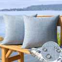 MIULEE Outdoor Waterproof Throw Pillow Covers Decorative Farmhouse Water Resistant Cushion Covers for Tent Patio Garden Couch Sofa Pack of 2, 18x18 Inch Light Blue