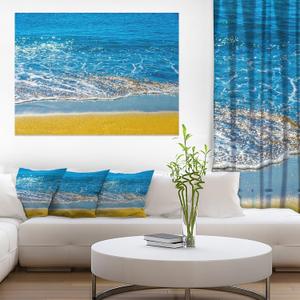Design Art Sandy Beach and Calm Blue Sea Surf Contemporary Seascape Art Canvas (40L" x 30W")