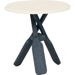 Powell Round Top Shanice Oar Side Table, Coastal Blue and White (PAMZN2087)