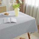 meioro Striped Tablecloth Rectangle Tablecloths Cotton Blend Table Cloth Washable Tabletop Decorative Fabric Table Cover for Kitchen Dinning (Blue, 60 x 120 Inch)