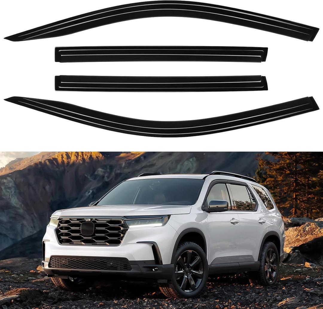 Hellet 4PCS Side Window Deflectors Compatible with Honda 2023 2024 2025 2026 Pilot LX Sport EX-L Trail Sport Touring Elite Accessories Tape-On Window Visors Rain Guards