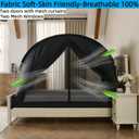 Black Privacy Sleep Indoor Full Size Bed Tent for Adults Kids, Foldable Blackout 90% Canopy Tents with Breathable Mesh Windows and Net Doors Curtains