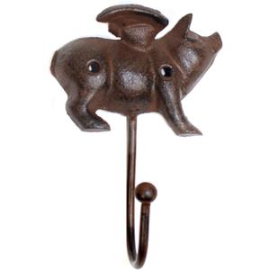 GSM Iron Flying Pig Coat Rack with a Hook,Brown