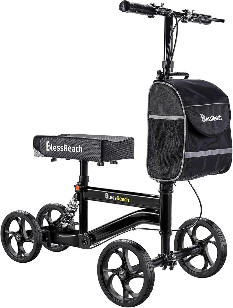 BlessReach Economy Knee Scooter, Steerable Knee Walker, Foldable Knee Scooters for Foot Injuries Adult Best Crutches AlternativeKnee Scooter for Adults.(Blacks)