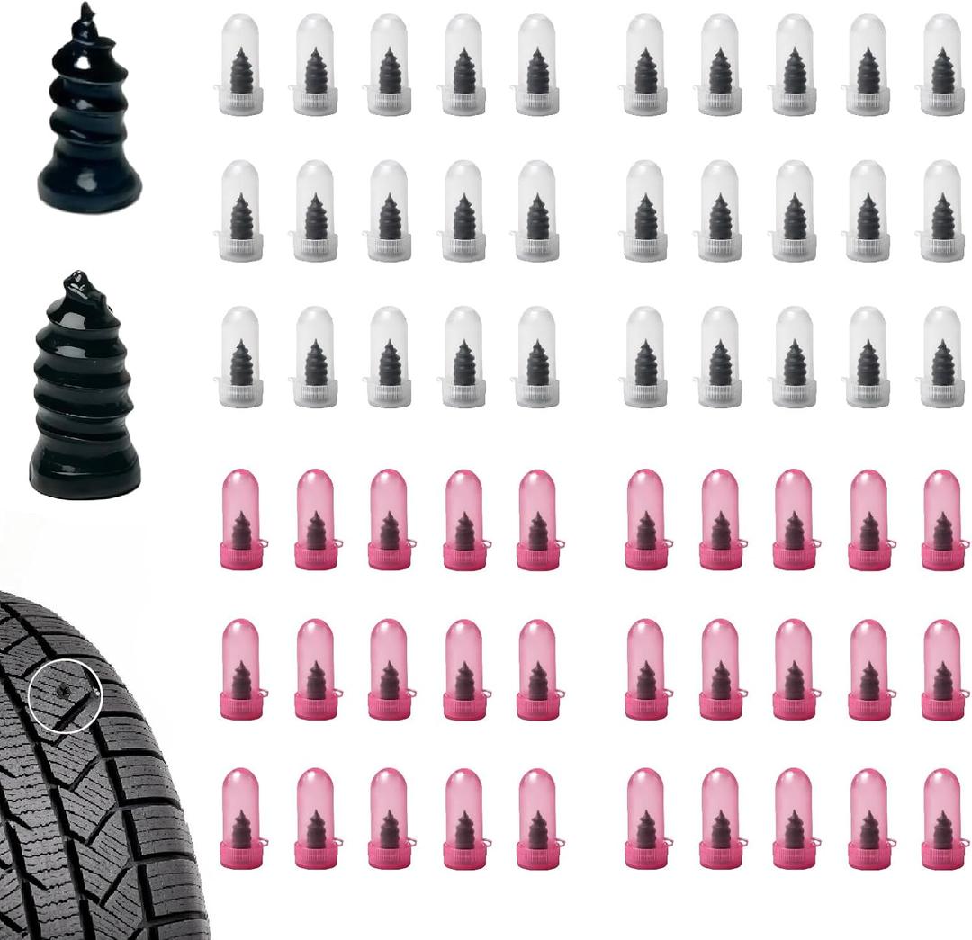 3 x 60 PCS Tire Repair Screws, Professional Screw Tire Plug Kit, Vacuum Tire Repair Rubber Nail Kit, Self-Service Tire Plugs Screw Type, Screw in Tire Plugs Heavy Duty for Car Motorcycle Truck Tractor