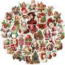 100 Pcs Vintage Christmas Stickers,Vintage Santa Stickers Winter Holiday Decals for Scrapbook Junk Journal Bullet Collage DIY Crafts,Christmas New Year Decor, DIY Crafts, Laptop, Water Bottle