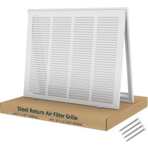 Fancat Return Air Filter Grille for 20x16 Ducts, Steel Vent Cover Grille with Removable Door for 1 Filters | Suitable for Sidewall & Ceiling | White Coating | Outer Dimensions: 22 5/8 W x 18 5/8" H