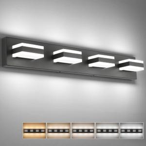 SOLFART 4 Lights Bathroom Vanity Lighting Over Mirror,5 Color Temperature Adjustable Matt Black Vanity Light, LED Light Fixtures, Light Over Mirror