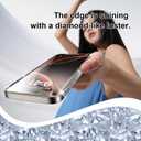 OneFish Women Fashion Privacy Screen Protector for iPhone 14 Pro [6.1 inch]+ Camera Lens Protector, Sparkling Diamond Bling Edge 9H Tempered High-Definition Glass
