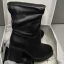 Shoe'N Tale Platform Knee High Boots for Women Block Chunky Heel Round Toe Side Zipper Tall Boots, Size 6