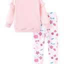 Disney Princess Girls Outfit ：Ruffle Long Sleeve Sweatshirt and Print Leggings Cute Cartoon Pullover and Pants Set for Fall Toddlers 2 Piece Girls Clothes for Back to School Gift Light Pink 5-6T