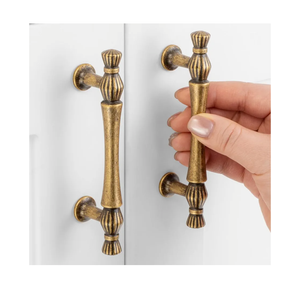 10 Pack 3 Inch Hole Centers, Antique Brass Cabinet Pulls Vintage Brass Cabinet Handles Brass Cabinet Hardware for Cabinets ZP2408 Drawer Dresser Cupboard Bedroom Closet Bathroom Vanity
