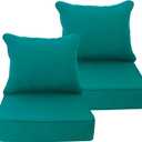Deep Seat Cushion 24x24 2 Set (4 Pcs) for Outdoor Furniture, Water Repellent Fade Resistant Patio Cushions for Sofa, Chair, Lounge, Peacock Green