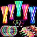 TURNMEON 500 Pack Ultra Bright Glow Sticks Bulk Glow In The Dark Party Supplies Necklace Bracelet with Connector 8" Light Up 14Hrs Long Last Party Favors Toy Birthday Wedding Pool Patriotic