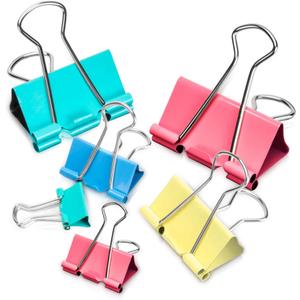 Binder Clips - Assorted Sizes 100 Count, X Large, Large, Medium, Small, Mini Paper Clamps Combination, Suitable for Office Supplies, Home, and School Use (Colorful)