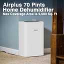 AIRPLUS 4500 Sq. Ft Dehumidifier for Basement, 70 Pints Dehumidifiers for Home with Drain Hose, Continuous Drainage, Intelligent Humidistat, Multifunctional Dehumidifier for bathroom, bedroom