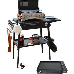 Upgraded Heavy-duty Foldable Grill Stand for Blakcstone, 17" & 22", Height Adjustable, Grill table Desiged for Outdoor BBQ Backyard Camping