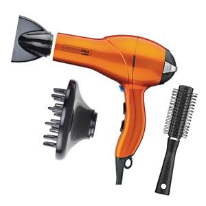 Infiniti PRO CONAIR Hair Dryer with Diffuser, Professional AC Motor, Tourmaline Ceramic Technology Blow Dryer, Includes Concentrator and Blowout Brush, Orange