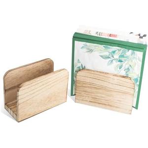 2 Pcs Napkin Holder for Table, Wood Farmhouse Napkin Holder Standing Napkin Dispenser for Kitchen Dining Room Restaurant Hotel Cafe Bar, Rustic Kitchen Room Table Decor(5"x 5"x 5") - BrownWhite