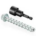 1/2" x 2-1/2" Zinc Plated Large Diameter Concrete Screw for Anchoring to Masonry, Concrete, Brick or Block, Quantity 10
