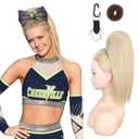 SEIKEA Cheer Ponytail Hair Piece, 14" Straight Cheerleader Hairpiece Ponytail Extension for Cheer Competitions, Dance, Costume, Dress up, Soft Natural Look for Girls Teens Champagne Blonde