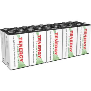 Tenergy Centura 9V NIMH Rechargeable Batteries, 200mAh Low Self-Discharge Square Battery for Smoke Alarm/Detector, 10 Pack
