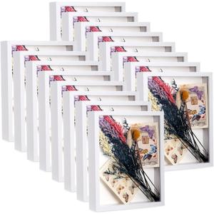 Ripeng 16 Pack 8x10 Inch Shadow Box Frame Wood Display Cases Bulk, White