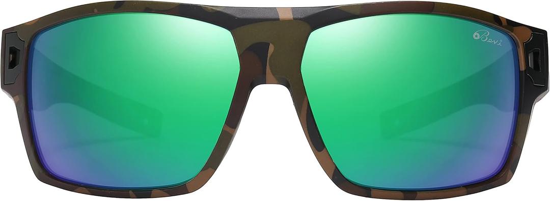 Bevi Square Polarized Sunglasses UV 400 Protection with TR90 Lightweight Frame Glasses for Women Men (Black)