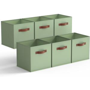 GRANNY SAYS 11 Inch Cube Storage Bins, Collapsible Fabric Storage Cubes with Handle, Closet Baskets for Organization, Storage Cubes for Shelves, Closet, Sage Green, 6-Pack