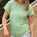 Dokotoo Spring Tops for Women 2025 Cap Sleeve Side Ruched Summer Tops for Women Trendy Women Clothing (Green, L)