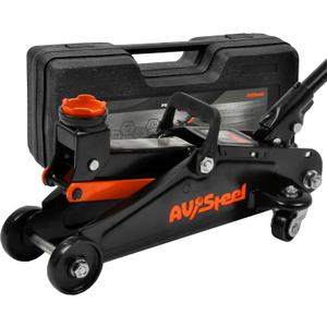 AV Steel Floor Jack 1.5 Ton (3300 lbs), Hydraulic Trolley Jack with Solid Storage Case, Hydraulic Jack for Car with Single Piston Pump, Portable Car Floor Jack with Lifting Range 5-1/8'' to 12''