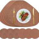 Lussenwert Faux Leather Placemats Set of 6 Waterproof Dual-Sided Placemats Heat Resistant Wipeable Place Mats with Coasters Non-Slip Dining Table Mats for Indoor Outdoor Orange