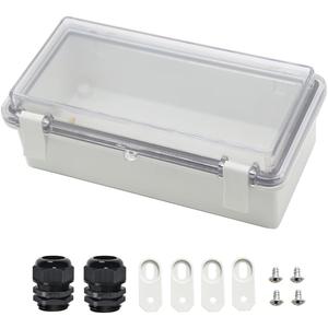 Zulkit Junction Box ABS Plastic Dustproof Waterproof IP65 Electrical Boxes Hinged Shell Outdoor Universal Project Enclosure Clear Cover with 2 Cable Glands 7.9 x 3.9 x 2.8 inch (200x100x70mm)