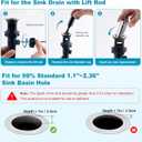Universal Bathroom Sink Drain Strainer Hair Catcher Upgraded with Visible Top Stainless Basket, 3 in 1 Pop Up Sink Stopper for 1.1''~2.36'' Sink Basin Hole, Chrome