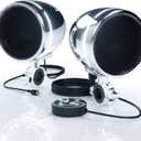 GoHawk Motorcycle Bluetooth Speakers with LED Ring, 4" Waterproof Motorcycle Stereo System, Built-in Amplifier Audio Music Player w/USB AUX for Harley ATV Scooter 4-Wheeler, AN4-Halo Chrome