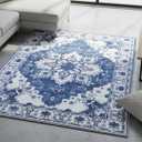 Muddy Mat Navybell 5ft x 7ft Washable Area Rugs for Living Room, Bedroom & Dining Room Modern Soft Low Pile Non Slip Carpet Pet Friendly Waterproof Foldable Rugs for Home