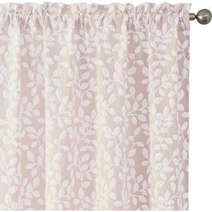 Chyhomenyc Anna White Taupe Curtains 84 Inch Length 2 Panels, Light Filtering 3D Embossed Textured Leaf Pattern Curtain Drapes for Bedroom Living Room, Each 56×14L Inches