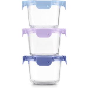 Ello Color Lock 2 Cup 6PC, 3 Pack Glass Meal Prep Sets Leak-Proof Glass Food Storage Containers with Airtight BPA-Free Plastic Lids, Dishwasher, Microwave, and Freezer Safe, Purple Rain