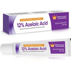 Azelaic Acid 12% Serum for Acne & Redness Relief - Niacinamide Facial Serum to Reduce Pimples, Blackheads, Scars & Oily Skin - Brightening Azelaic Acid Cream for Clear, Balanced Skin (1PC)