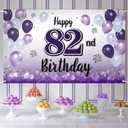 Happy 82nd Birthday Decorations,82nd Purple Balloon Large Birthday Banner Backdrop Sign - Cheers to 82 Years Old Bday Party Supplies