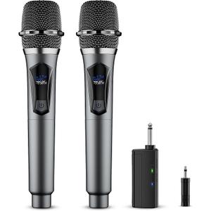 Wireless Microphone,Professional Dual Handheld Cordless Dynamic Mic System with Rechargeable Receiver,Karaoke Microphone Set for Singing, Karaoke, Wedding, DJ, Party, Speech,Church,Class Use,PA System