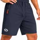 Men's 7" Athletic Gym Shorts with Zipper Pockets, Quick Dry, Large 34