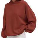 PRETTYGARDEN Hoodies for Women Oversized Pullover Sweatshirts Ruched Long Sleeve Casual Tops Spring Fall Fashion Y2K Clothes (Small, Rust)
